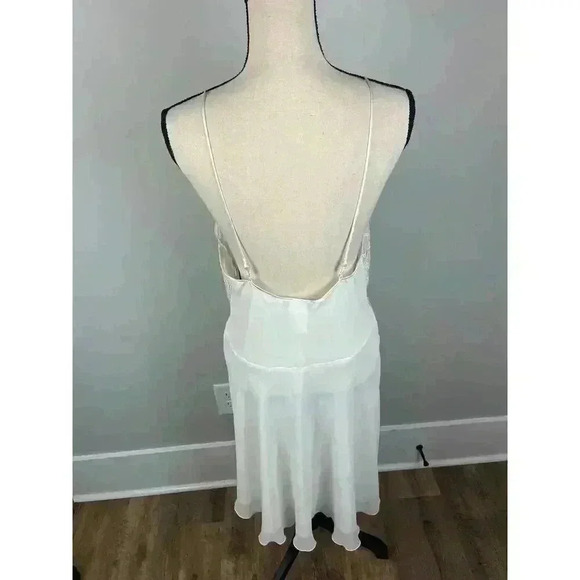 Linea Donatella Babydoll Sheer Lace Front Embroidered Sleeveless Nightgown M/L - Picture 5 of 14